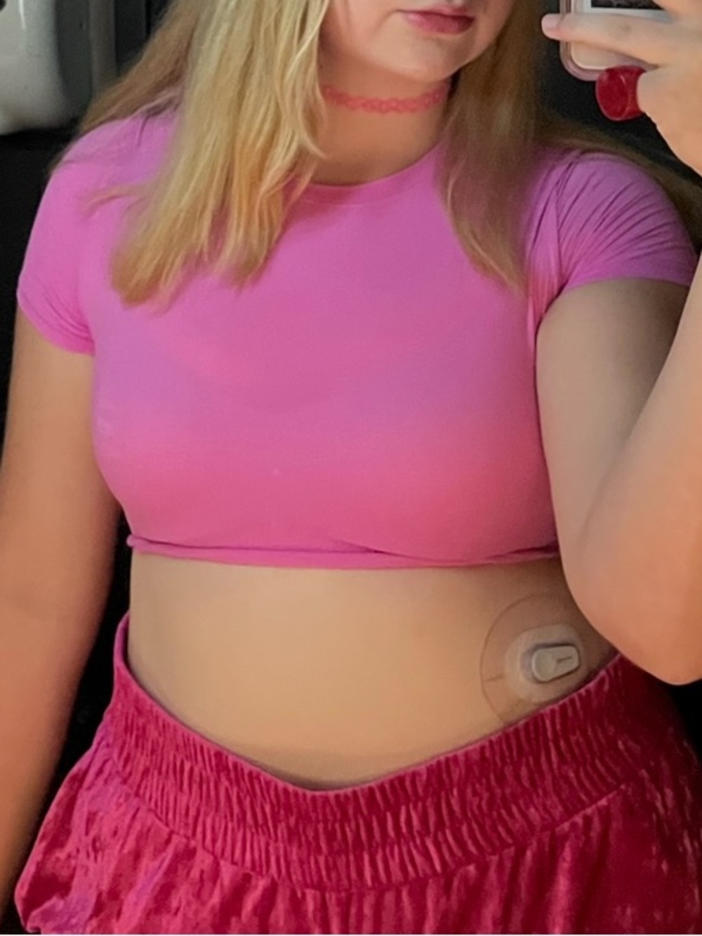 SKIMS Bubblegum Pink Short-Sleeve Crop Top